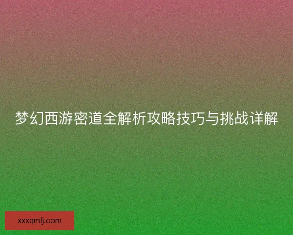 梦幻西游密道全解析攻略技巧与挑战详解